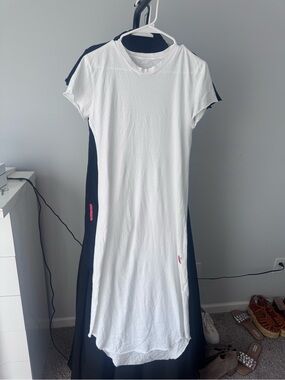 Frank & Eileen White Maxi Dress with Pink Accents